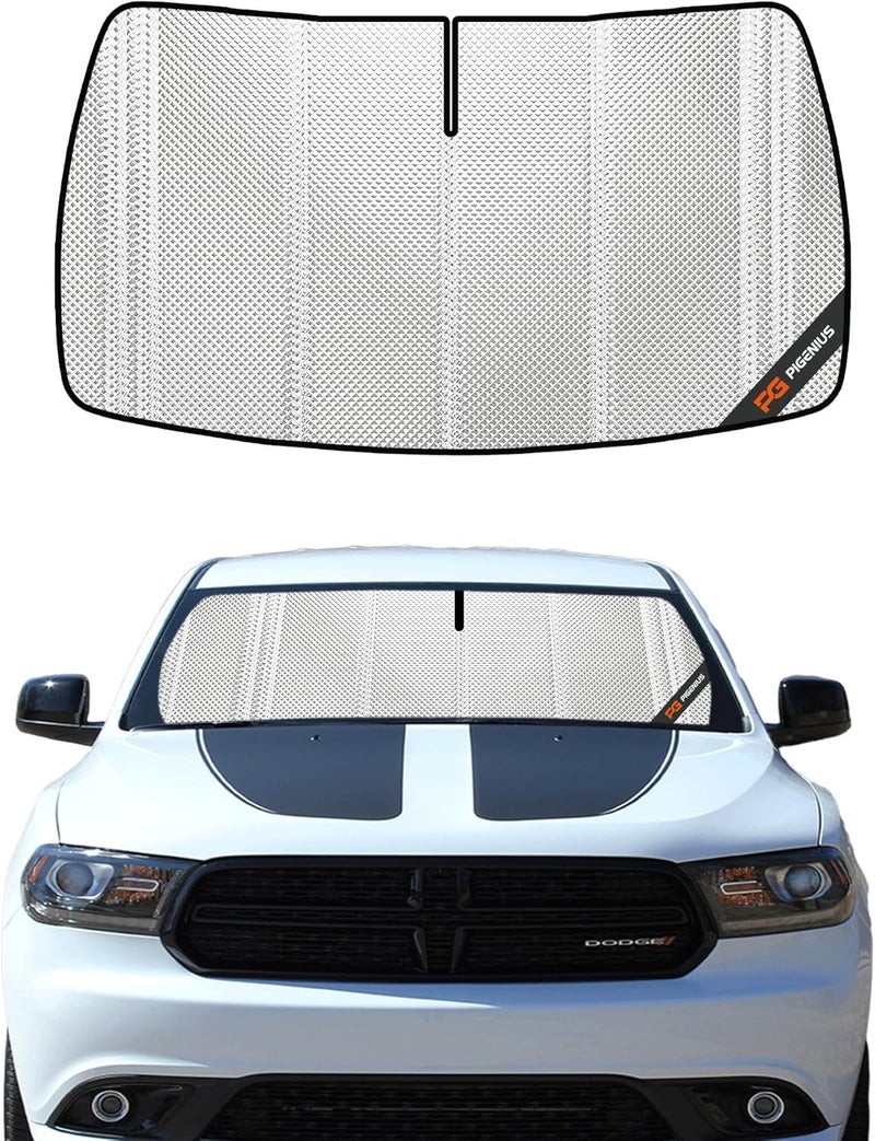 Pigenius Windshield Sun Shade for Dodge Durango 2011-2020. Full Coverage Rearview Mirror Shade for Ultimate Protection - Image 1